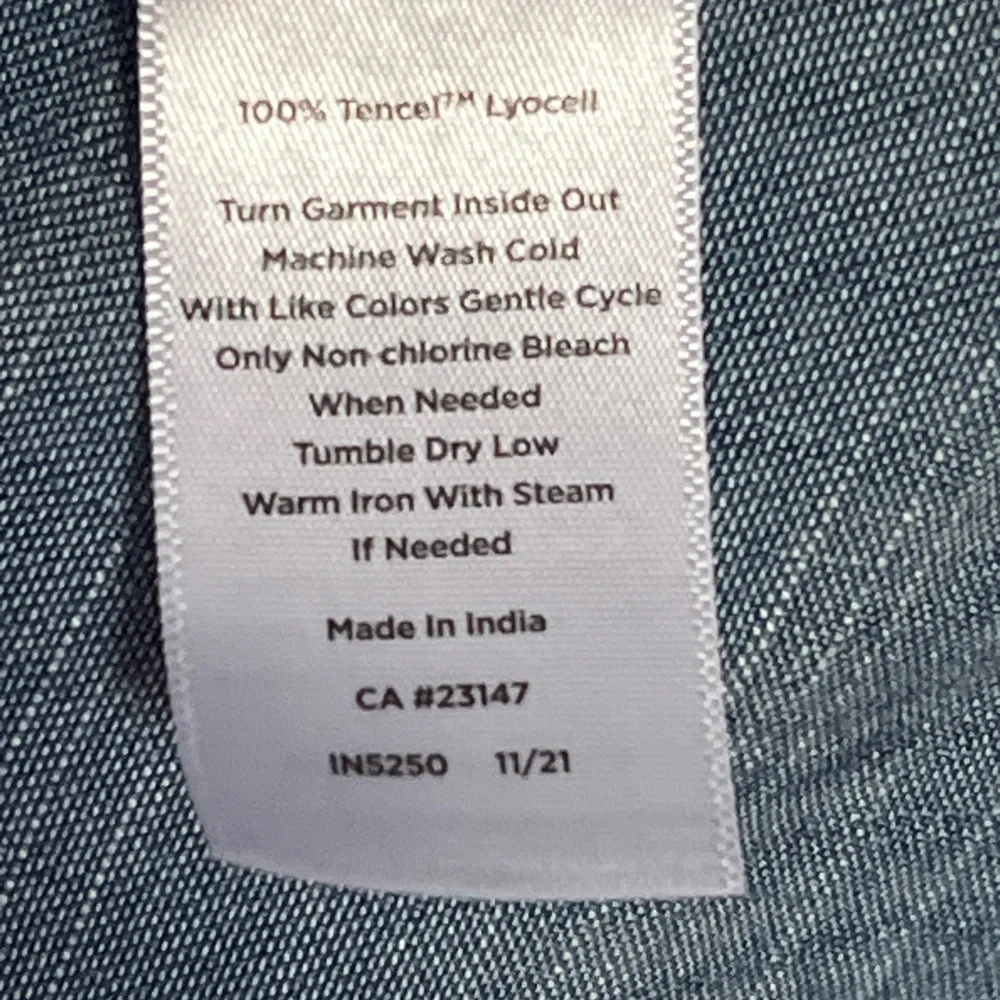 Talbots Chambray Square neck Button Down Blouse Shirt